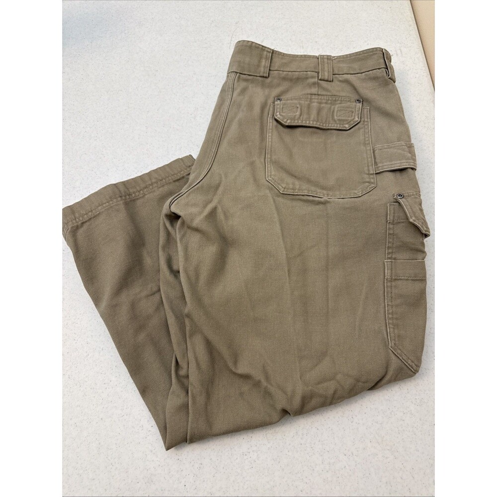 Duluth Trading Co Men's Carpenter Jeans Regular 44x30 Khaki Tan Denim Straight